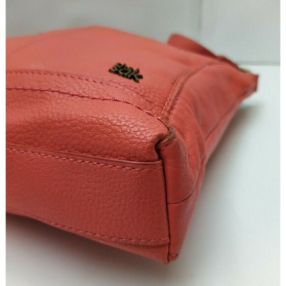 The Sak Orange Pebbles Leather Pocket Zipper Closure Crossbody Bag - Picture 8 of 12